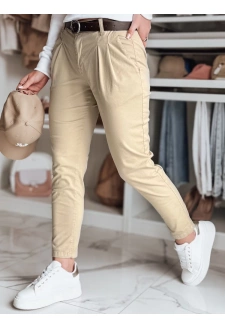 Spodnie damskie chinosy z paskiem MODELA ciemnobeżowe Dstreet UY2571