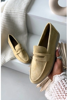 Dámské mokasíny z eko semiše – žluté Renelia