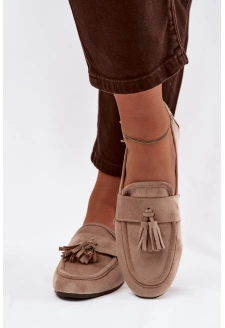 Dámské ploché mokasíny s třásněmi – béžové Marilisse