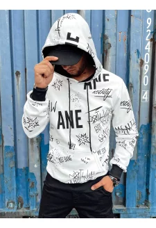 Pánská mikina s kapucí bílá Dstreet BX5748