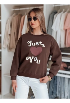 Bluza damska oversize z nadrukiem JUST LOVE YOU brązowa Dstreet BY1477