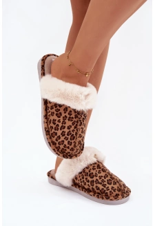 Dámské domácí pantofle s kožíškem – panterka Aceline