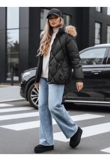 Kurtka damska zimowa pikowana z kapturem czarna Dstreet TY5232