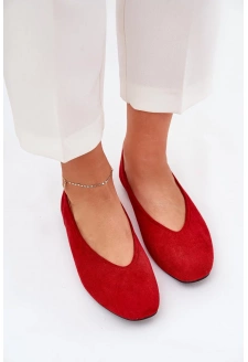 Dámské klasické baleríny z eko semiše Osallin – červené