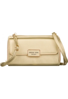 4U Cavaldi Zlatá velká peněženka s odnímatelným popruhem M746