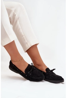 Dámské mokasíny s tkaničkami Zalina – černé