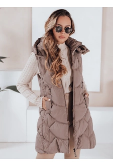 Kamizelka damska ocieplana pikowana latte Dstreet TY5104