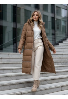 Kurtka damska zimowa długa kamelowa Dstreet TY5167