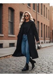 Płaszcz damski przejściowy oversize czarny Dstreet NY0764z