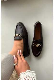 Dámské loafersy s ozdobným detailem – čokoládové Rosynne