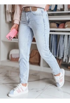Spodnie damskie jeansowe slim fit z paskiem NEOPASS niebieskie Dstreet UY2680