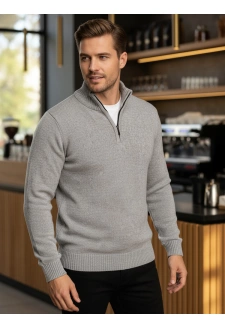 Sweter męski ze stójką jasnoszary Dstreet WX2350