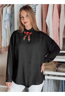 Koszula damska oversize długa z kokardą LOSANDO czarna Dstreet DY0453