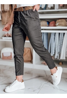 Spodnie damskie casualowe z paskiem MADELINA czarne Dstreet UY2629