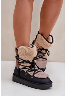 Dámské sněhule D.Franklin s kožíškem – černé