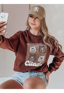 Bluza damska oversize z misiami MISOBEARS bordowa Dstreet BY1434