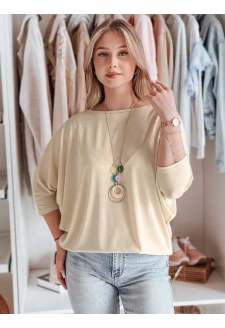 Bluzka damska masełko oversize z wisiorkiem LUZVIA beżowa Dstreet RY2773