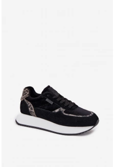 Dámské semišové tenisky Big Star HI-POLY SYSTEM – černé s panterkovým vzorem