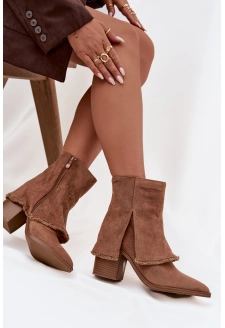 Dámské kotníkové botky na podpatku Idalia – světle hnědé