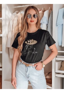 T-shirt damski z nadrukiem WOMANPOW czarny Dstreet RY2807