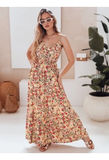 Sukienka maxi FLORALUSH w kwiaty żółto-czerwone Dstreet EY2632