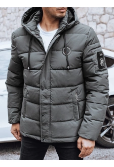 Kurtka męska zimowa pikowana z kapturem grafitowa Dstreet TX5053