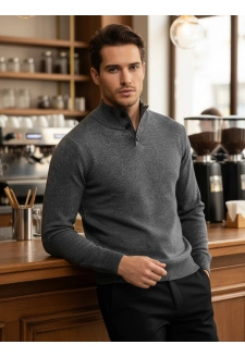 Sweter męski ze stójką jasnoszary Dstreet WX2356