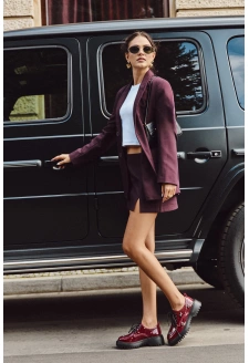 Dámské lakované kožené polobotky s připínacími doplňky Artiker – bordó