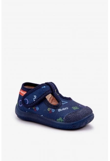 Dětské elastické papuče na suchý zip – tmavě modré Ambette
