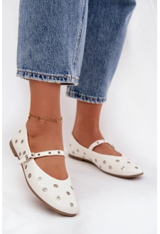 Dámské baleríny se stříbrnými prvky Marivon – bílé