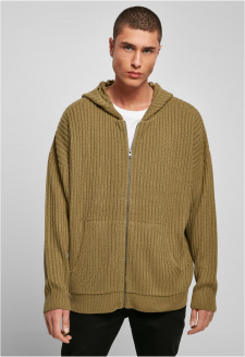 Pánský svetr Knitted Zip Hoody olivový