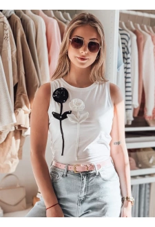 Koszulka damska na ramiączkach w kwiaty PETITO biały Dstreet RY2730