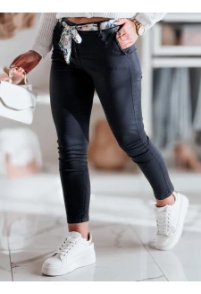 Spodnie damskie materiałowe chinosy z paskiem ROSSALI granatowe Dstreet UY2532