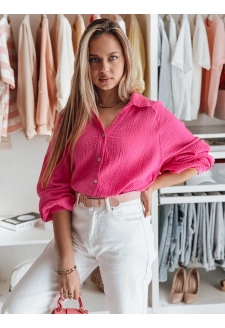 Koszula damska oversize muślinowa MUSLINEA fuksja Dstreet DY0475