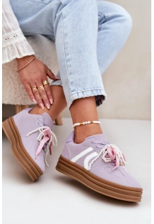 Dámské tenisky na platformě s ozdobami – fialové Vinness