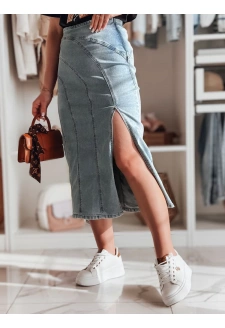 Spódnica jeansowa midi z rozcięciem MORETES niebieska Dstreet CY0481