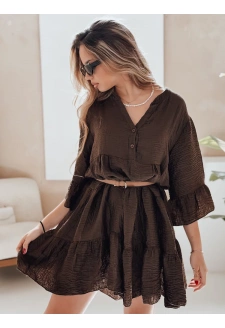 Sukienka letnia muślinowa LYVONNE ciemnobrązowa Dstreet EY2617