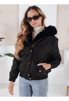 Kurtka damska zimowa VESSADA krótka z futerkiem czarna Dstreet TY5059