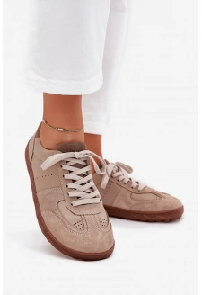 Dámské kožené barefoot tenisky Zazoo – béžové