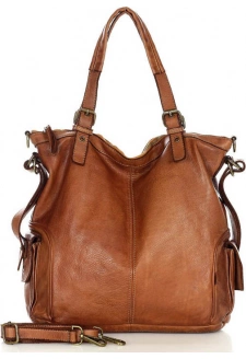 MARCO MAZZINI Camel kožená shopper kabelka