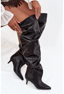 Dámské kozačky na jehlovém podpatku Ysolienne – černé