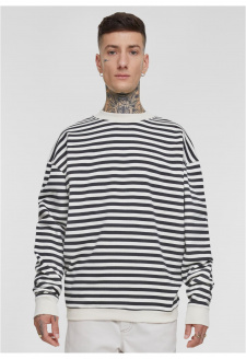 Pánská mikina Striped Crewneck bílý - písek/černá