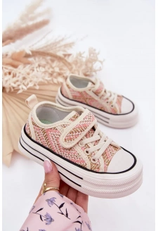 Dívčí tenisky na suchý zip – růžové Zelina