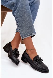 Dámské polobotky (mokasíny) s ozdobou Murelle – černé