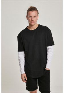 Oversized Shaped Double Layer LS Tee černo/bílé