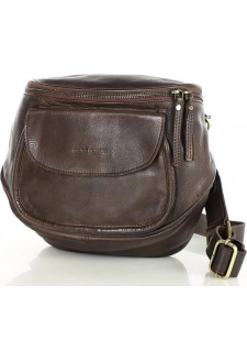 MARCO MAZZINI tmavě hnědá crossbody kabelka s širokým popruhem