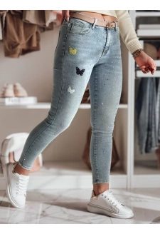 Spodnie damskie jeansowe skinny ze zdobieniem LUMITTA niebieskie Dstreet UY2429