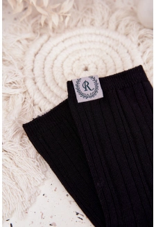 Dámské bavlněné ponožky s pruhy – černé