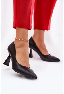 Elegantní dámské lodičky na rozšířeném jehlovém podpatku Vinceza – černé