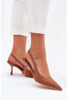 Dámské sandály na jehlovém podpatku Lunira – camel